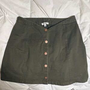 Olive Button-Front Women's Skirt